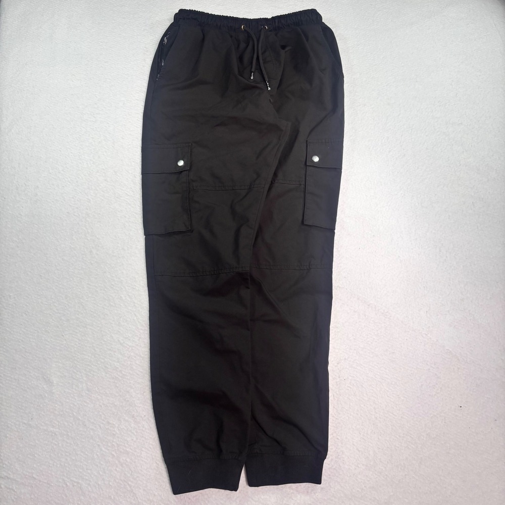 Essentials Black Cargo Jogger Pants Mens Large Streetwear Techwear Utility Pants
